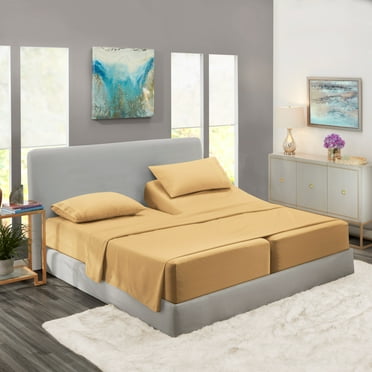 Clara Clark Split King Size Bed Sheets Set for Adjustable Beds - Deep Pocket 5 Piece - 1800 Hotel Luxury Soft Double Brushed Microfiber, Gold