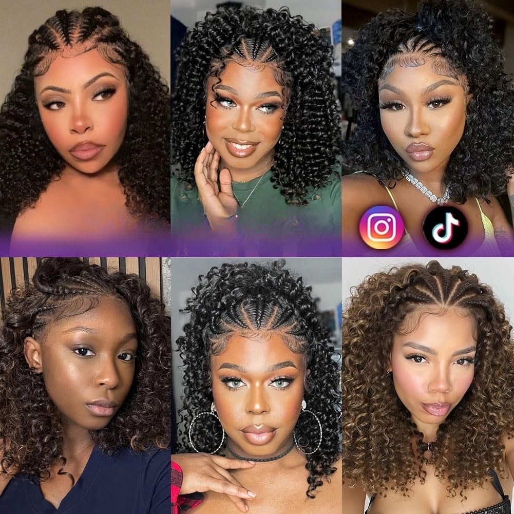 Curly Bob Wig Synthetic Wig Deep Wave 13x6 HD Lace Front Wigs For Black Women Hair Pre Plucked Wear And Go Glueless Short Wet And Wavy Chocolate Brown 12 Inch