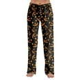 thumbnail image 7 of WTOBBY Women's Loose Casual Halloween Print Sleep Pants without Drawstring for Home Nightwear Fashion Straight Yoga Pants with Elastic Waist Comfort,Black L, 7 of 7