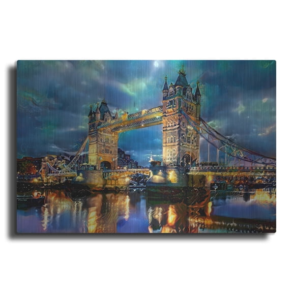 Luxe Metal Art 'England London Bridge' by Pedro Gavidia, Metal Wall Art, 24"x16"