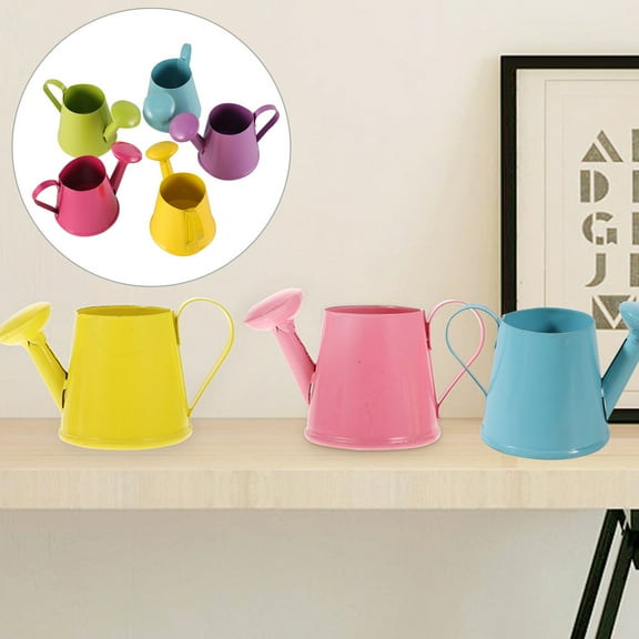 Worgeous 5pcs Kids Miniature Watering Can Set Colorful Small Gardening Pots