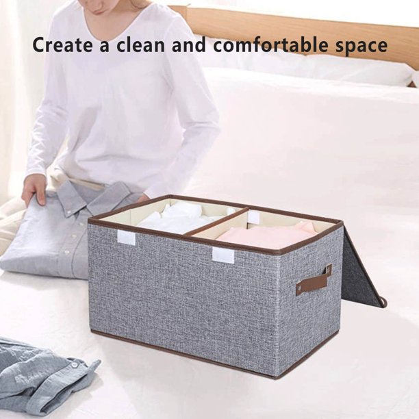 Ofertas Relámpago, Caja de almacenamiento Caja de almacenamiento plegable de tela con doble tapa y efecto de sellado que permite clasificar y almacenar bien la ropa Desmontable Akmoler