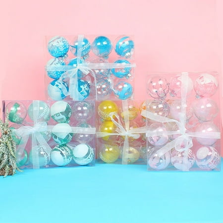 

AYYUFE Xmas Tree Ornament 12Pcs Christmas Tree Ball Transparent Unbreakable Fairy Multi-styles Boxed Shopping Mall Prop PET Plastic Xmas Party Decor Round Ball Pendant Party Supplies