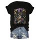 thumbnail image 3 of Camiseta para mujer Suave de veranoMardi Gras & Skeleton Print Crew Neck T-shirt, Polyester Casual Short-sleeved Round Neck T-shirt for WomenFather's Day, Mother's Day, New Year, Spring Festival, Va, 3 of 8