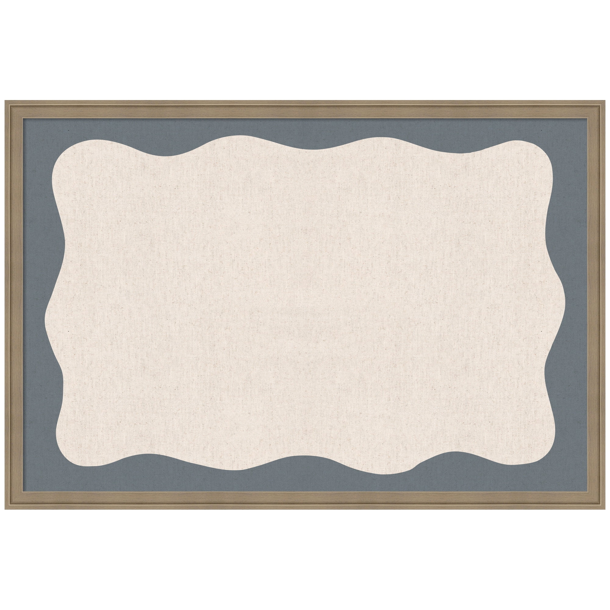 Kate and Laurel Framed Fabric Pinboard 38 x 26,  Printed Linen Classic Bulletin Board for Use as a Vision Board or Wall Organization, Florence Light Brown Frame