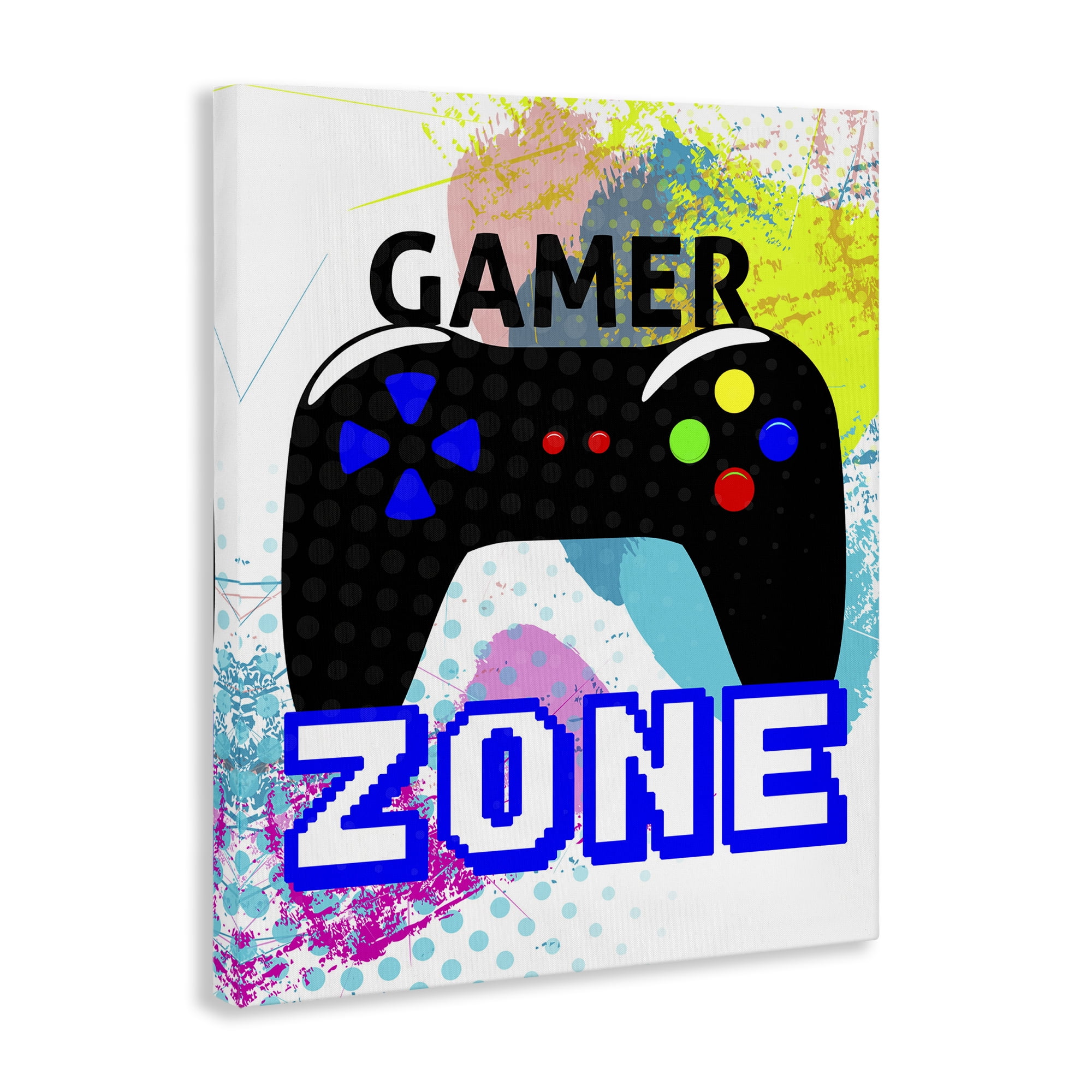 Stupell Industries Gamer Zone & Controller Typography Painting Gallery Wrapped Canvas Art Print Wall Art, 30 x 40