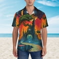 thumbnail image 2 of Pofeuu Abstract Tree Castle Print Hawaiian Shirt for Men Sleeves Casual Button Down Summer Beach Dress Shirts T-Shirts,Large, 2 of 7