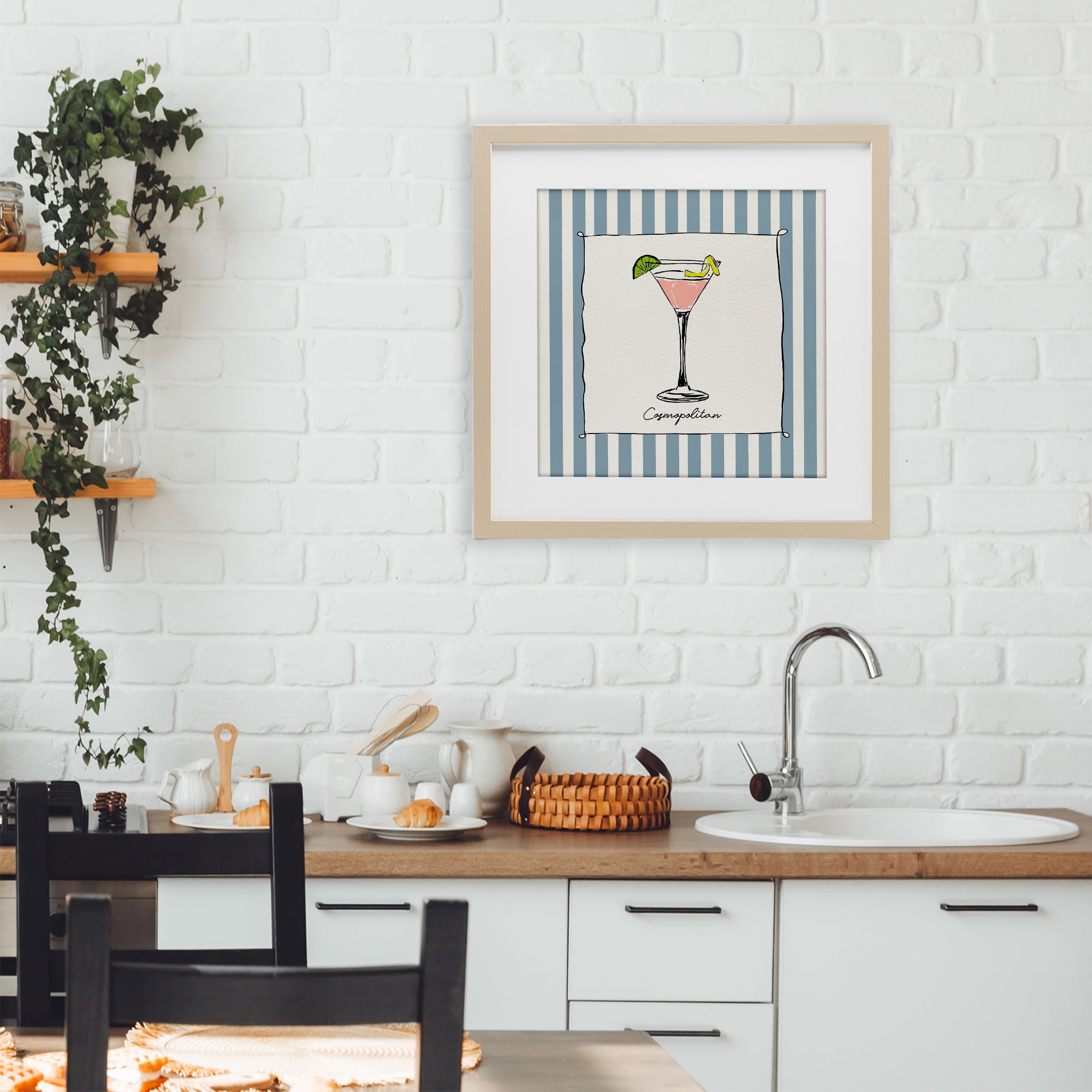 Stupell Industries Cosmopolitan Summer Stripes Birch Framed Print Under Glass, design by Susan Jill