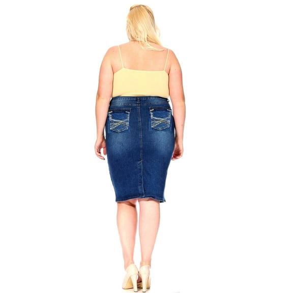 Jack David Q2005 Women's Plus Size Stretch Blue Denim Jeans Skirts