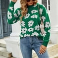 thumbnail image 5 of Women's Long Sleeve Crewneck Knit Sweater Printed Casual Loose Fit Fall Winter Pullover Jumper Sweaters Tops, 5 of 8