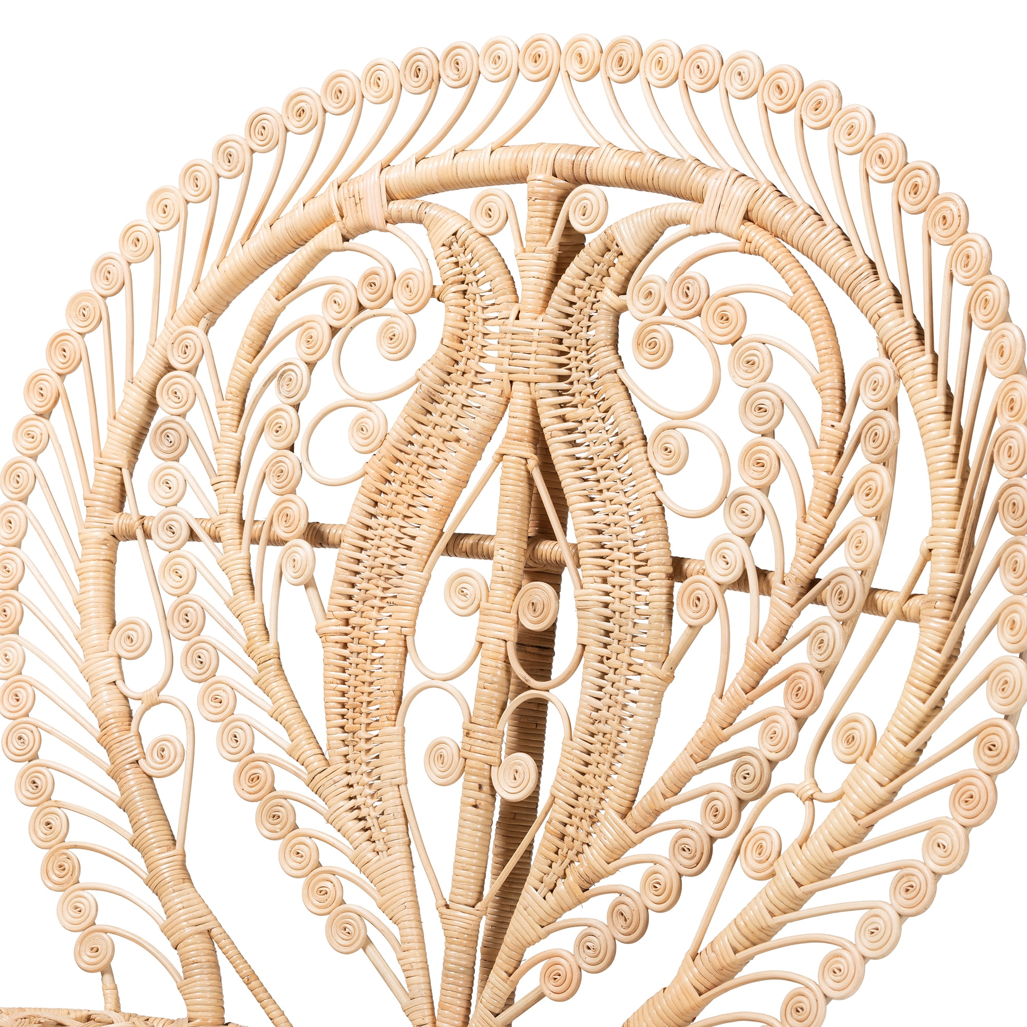 bali & pari Fedra Rattan BOHO Peacock Chair, Natural Brown