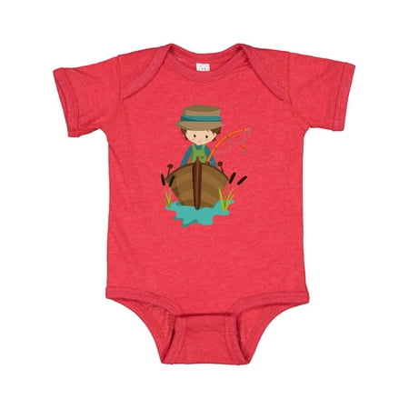 

Inktastic Fishing Boy Brown Hair Fisherman Fishing Rod Gift Baby Boy Bodysuit