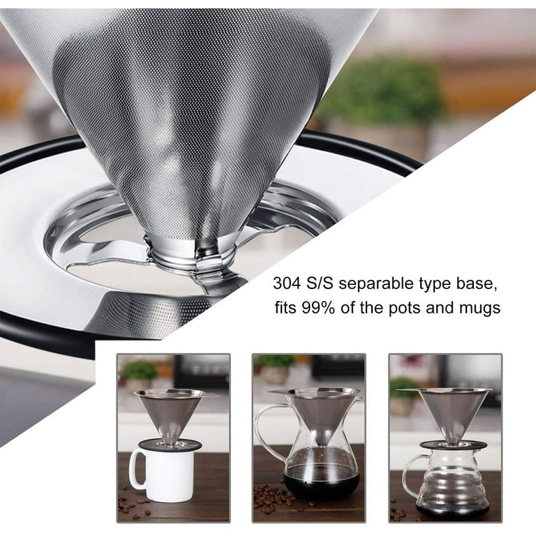 Harupink Pour Over Coffee Maker,Portable Stainless Steel Reusable Coffee  Filter, Mini Collapsible Paperless Single Serve 1-2 Cup Coffee Dripper Cup
