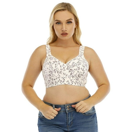 

ZDMATHE Large Size Sports Print Bras Seamless Active Bra Push Up Lingerie Wire Free Soft Sleep Wear Underwear For Woman