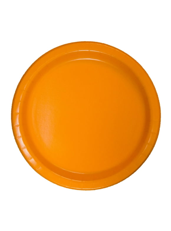 Way to Celebrate! Tangerine Orange Paper Dinner Plates, 9in, 20ct