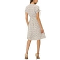 thumbnail image 3 of INSPIRE CHIC Women's V Neck Tie Cuffs Belted Waist A-Line Floral Midi Dresses, 3 of 5