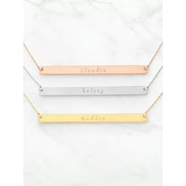 Personalized Planet Sterling Silver Long Bar Name Necklace ,Women's