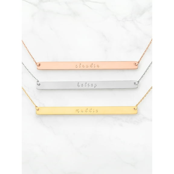 Personalized Planet Sterling Silver Long Bar Name Necklace ,Women's