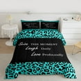 thumbnail image 2 of jejeloiu Wild Leopard Texture Queen Comforter Set,Inspirational Quote Bedding Sets,Cyan Black Cheetah Pattern Bedding Comforter Set For Adults,Luxury Bedroom Decor Reversible,3 Pieces, 2 of 8