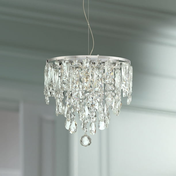 Vienna Full Spectrum Chrome Mini Pendant Light 12 Wide Modern Crystal Cascade Led Fixture For Kitchen Island Dining Room Com Modern Crystal Cascade Led Fixture, Crystal Cascade Hanging Chandelier