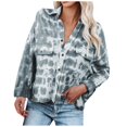 thumbnail image 1 of Tops de mujer Camisas Blusas Elegantes Camisas casuales de manga larga Tie-dye Button Abrigo de solapa recreativo Odeerbi  ODB-5, 1 of 8