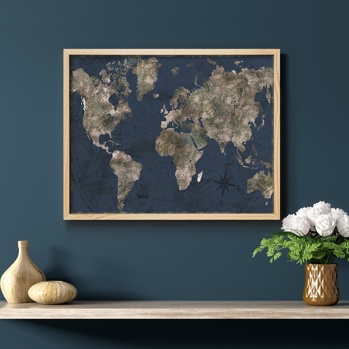 Navy Atlas by CAD Designs - Restickable Framed Giclée Print