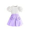 thumbnail image 1 of Odeerbi 18M-8Y Niñas Trajes de Verano Tops de Manga Corta de Algodón Con Falda Plisada Conjunto de Dos Piezas Falda Con Lazo Conjunto de Dos Piezas Falda Con Lazo, 1 of 5