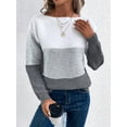thumbnail image 4 of Womens Long Sleeve Sweater Crew Neck Casual Loose Knit Multicolor Top Gray XL, 4 of 6