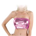thumbnail image 1 of Top Bandeau para mujer Camisola sin Top Traje de baño Color sólido para Festival de música Escenario Danza del vientre Traje de club , Rosado, 1 of 7