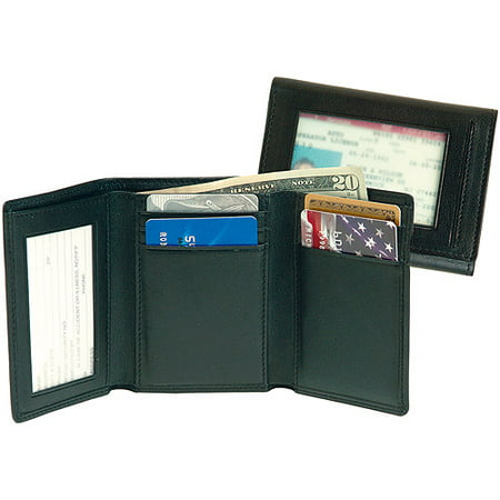 Royce Leather Men's Tri-Fold Wallet with Double ID Window in