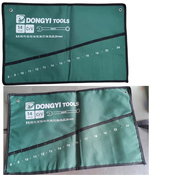 2 Pack Canvas Wrench Roll Up Pouch Metric Tool Organizer 19.68 x 13.77 Inches