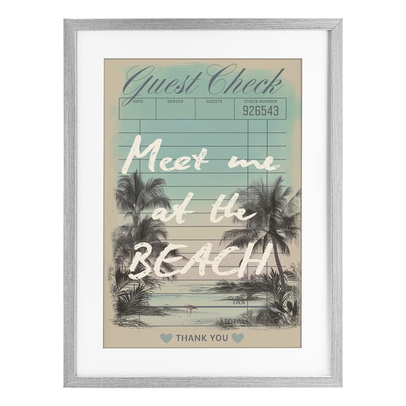 Stupell Industries Traditional Meet Me At Beach Check Gray Framed Print Under Glass, 17 x 23, by Annabelle Hall