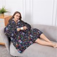 thumbnail image 5 of Oversized Wearable Blanket Hoodie,Dark Blue Christmas Nutcracker Pattern Sherpa Blanket Hoodie with Super Pockets,Super Warm Fuzzy Pullover for Women & Men, 5 of 6