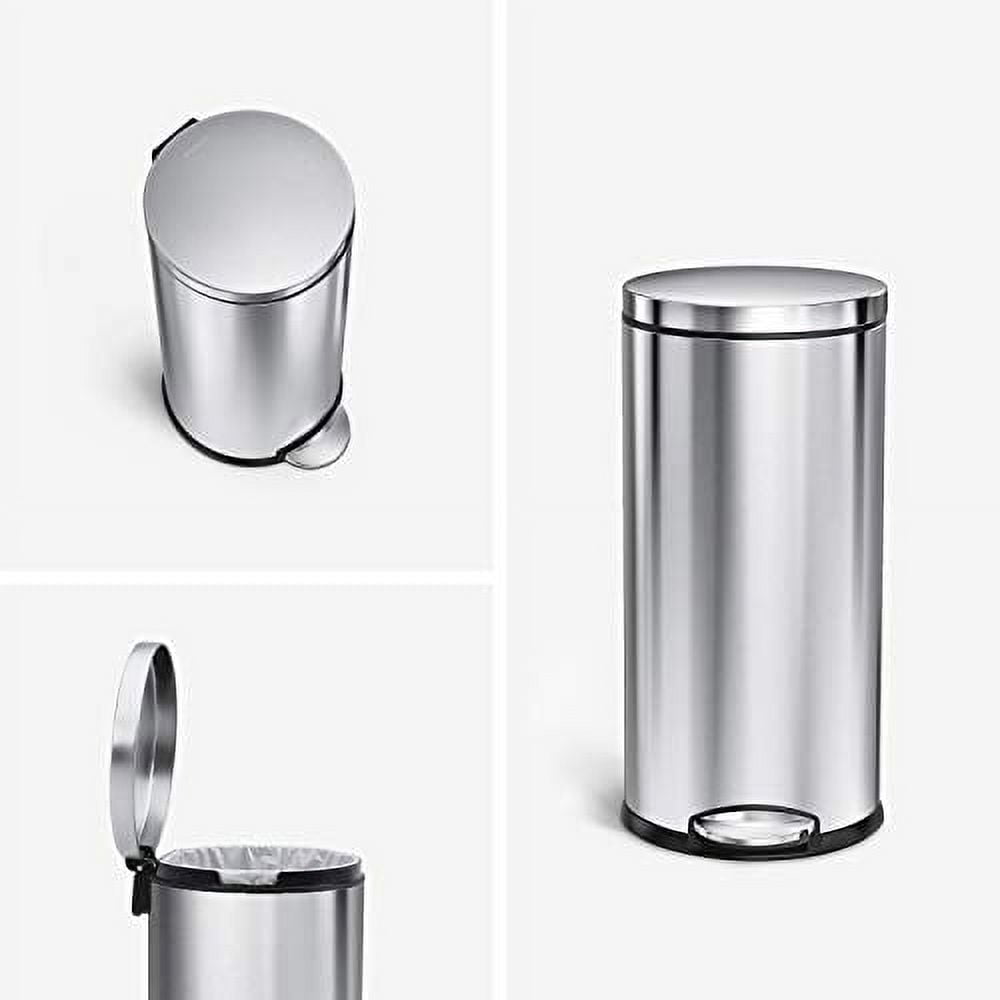 Dkelincs Kitchen Step Trash Can with Lid Double Barrel 10 Gallon Stainless  Steel Garbage Can, Silver