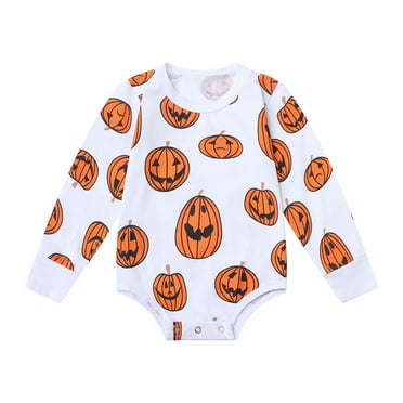 Generic Halloween Toddler Kids Child Baby Boys Girls Cute Long Sleeve Romper Bodysuit Clothes Outfits for Holiday Christmas Halloween Party（6-12 Months White）