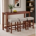 thumbnail image 4 of Aukfa 59" Bar Table Set with Charging Station, 4-Piece Counter Height Kitchen Island Set,3 Upholstered Stools,Cherry, 4 of 8