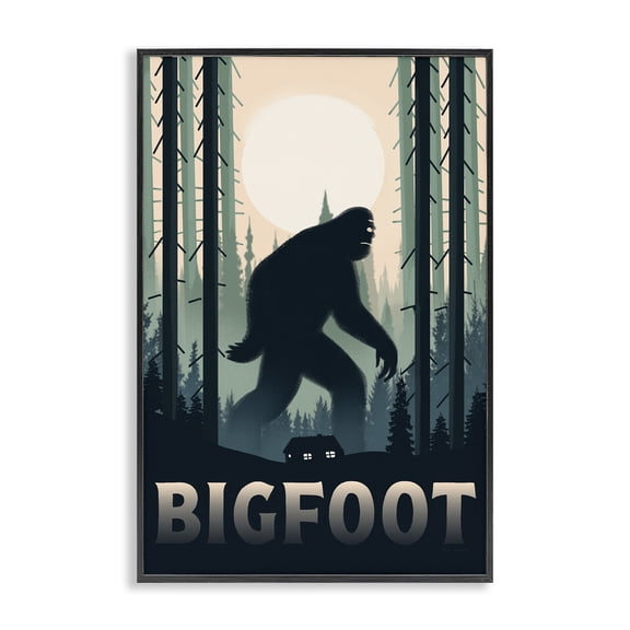 Stupell Industries Traditional Forest Creature Cabin in Woods Black Framed Giclee Art, 12 x 18, by Omar Escalante