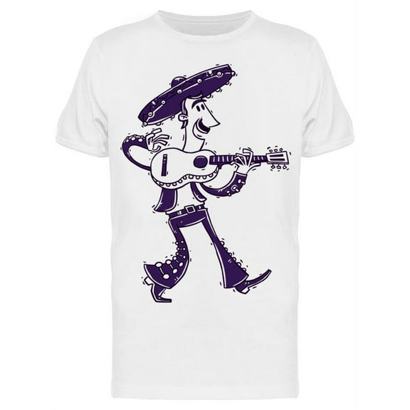 Mariachi With A Guitar Drawing T-Shirt Men -Image by Shutterstock, Male Large