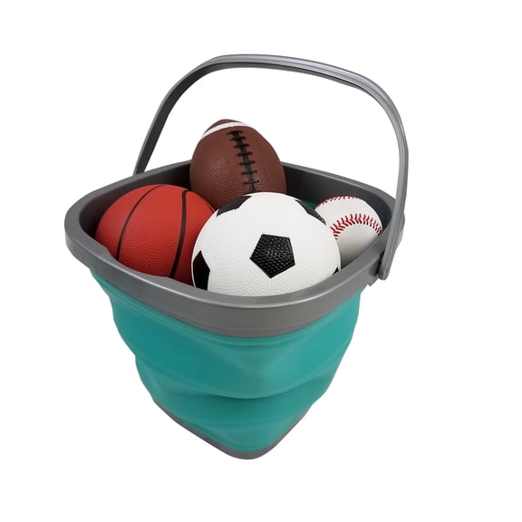Homz Store N Stow Heavy-Duty Portable 10-Liter Collapsible Square Bucket, Teal
