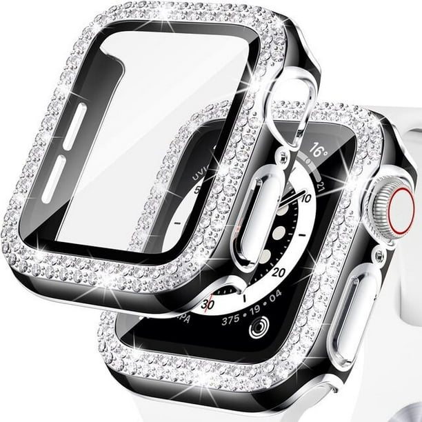 Funda de cristal brillante para Apple Watch Protector de pantalla para iwatch series 7 3 8 5 6 SE 45mm 41mm 40mm 44mm 42mm 38mm parachoques de diamante Bodega Aurrera en linea