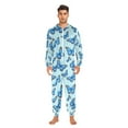 thumbnail image 5 of Adult Christmas Onesie Blue Butterfly Pattern Zipper One-Piece Pajamas Unisex with Pockets, 5 of 6