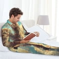 thumbnail image 6 of Naloa Sunshine Cloud Cute Cat Men’s Pajamas Set - Long Sleeve Button Down Sleep Shirt and Pajama Bottoms Sleepwear Set-X-Large, 6 of 7