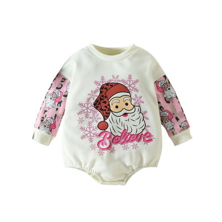 

Glonme One Piece Jumpsuit for Newborn Loose Christmas Romper Casual Patchwork Onesies White 70cm