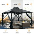 thumbnail image 2 of HAPPATIO Patio Gazebo 12' X 12', Ventilated Double Roof & Mosquito Netting, Outdoor Gazebo with Metal Frame, Soft Top Canopy for Backyard, Deck, Poolside, 2 of 8