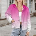 thumbnail image 3 of Jackets for Women Winter Coat Jackets Flannel Stand Collar Jacket(Aesthetic Rose Red And White Gradient,Size:S-4XL), 3 of 7