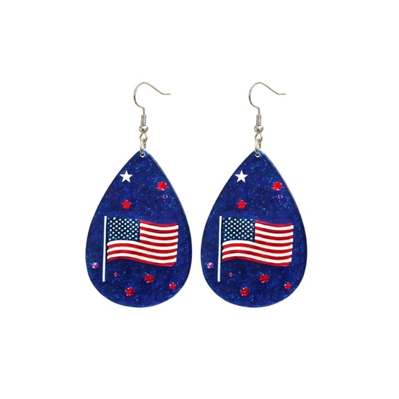 Lightweight Red White Blue Flag Dangle Stud Earrings for 4th of July, Cute Teardrop Design Patriotic Earrings for Women, Independence Day Veterans Day Memorial Day Accessories