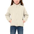 thumbnail image 4 of UQJfacai Girls Fleece Jacket Kids Casual Soft Sherpa Lined Zip Up Stand Collar Warm Winter Coat Outerwear with Pockets 2-12 Years, 4 of 7