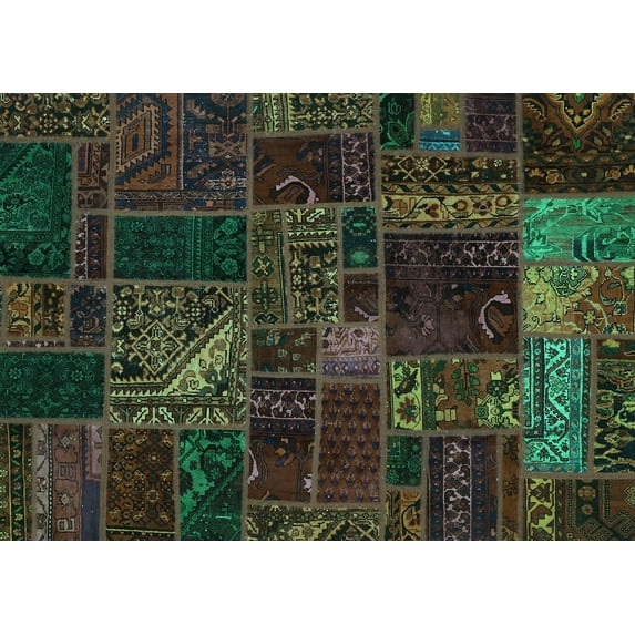 Ahgly Company Indoor Rectangle Oriental Turquoise Blue Modern Area Rugs, 4' x 6'