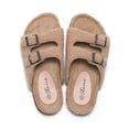thumbnail image 5 of Zapatillas de mujer Zapatillas de felpa Mules Zapatillas planas con punta abierta Mujer Zapatillas de piel sintética Correa de hombro ajustable Otoño Invierno Cálido Zapatillas de casa Moda (Si, 5 of 5