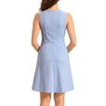 thumbnail image 3 of Edición INSPIRE CHIC Vestidos sin mangas de corte ajustado y acampanado de cuadros houndstooth hasta la rodilla XL Azul cielo, 3 of 6